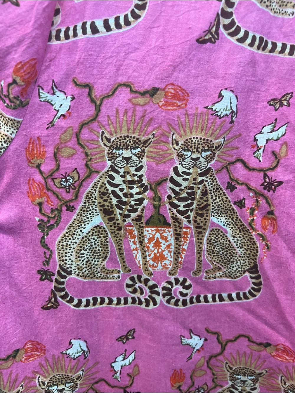 Mary Marshmallow Pink Tiger Print Boyfriend Shirt Dress XL Cotton - Picture 7 of 7